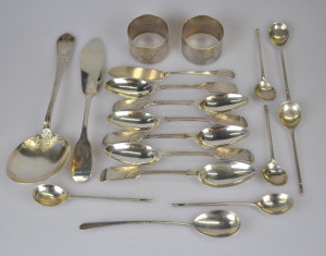 A set of six Victorian engraved fiddle pattern tea spoons