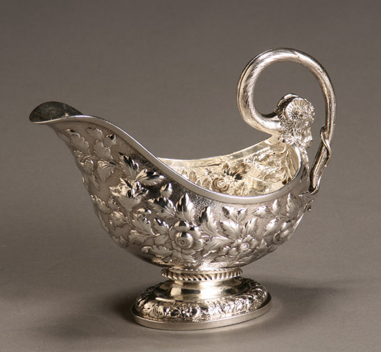 S Kirk Son Repouss Silver Sauce Boat Baltimore 1846 1861