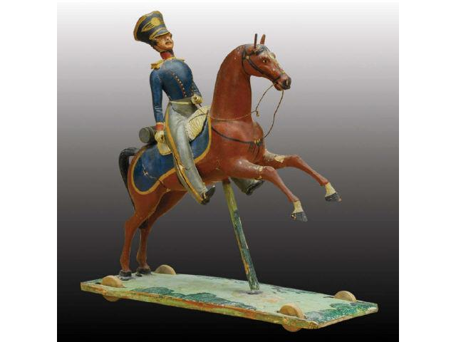 Rare Prussian Soldier on Horseback Pull Toy Germany probably Nuremberg