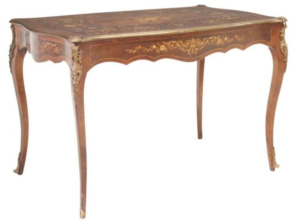 FRENCH LOUIS XV STYLE MARQUETRY WRITING DESKFrench Louis XV style