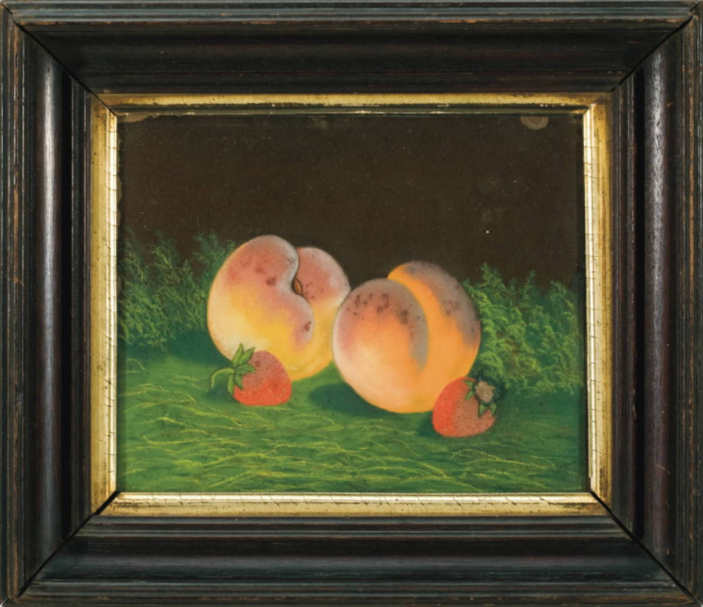 PAIR OF PASTEL STILL LIFES PEAR WITH PLUMS AND PEACHES