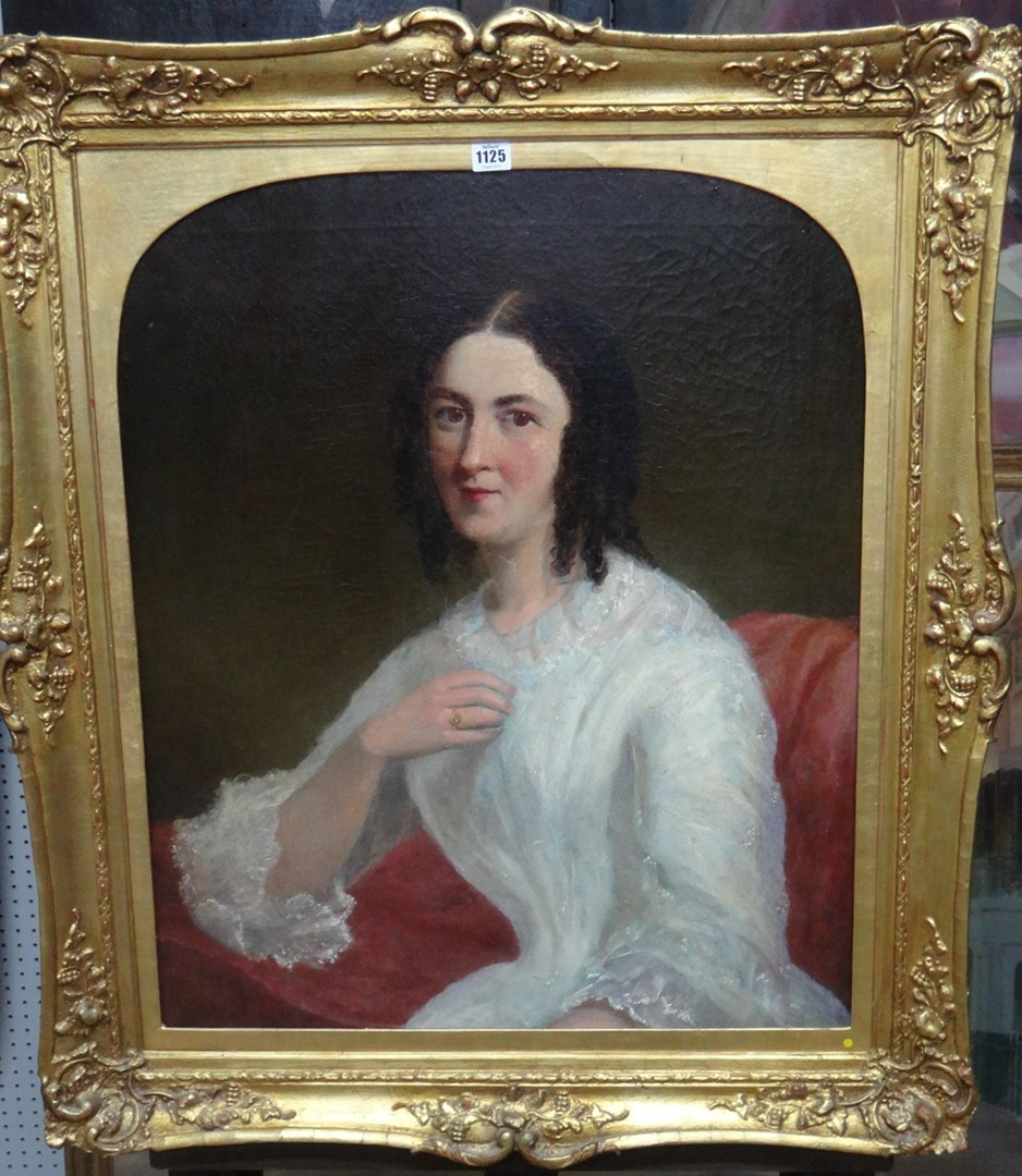 English School 19th century Portrait of a lady oil on