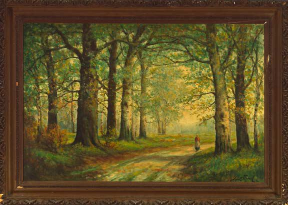 Continental School Early 20th Century Woman Walking Along a Quiet