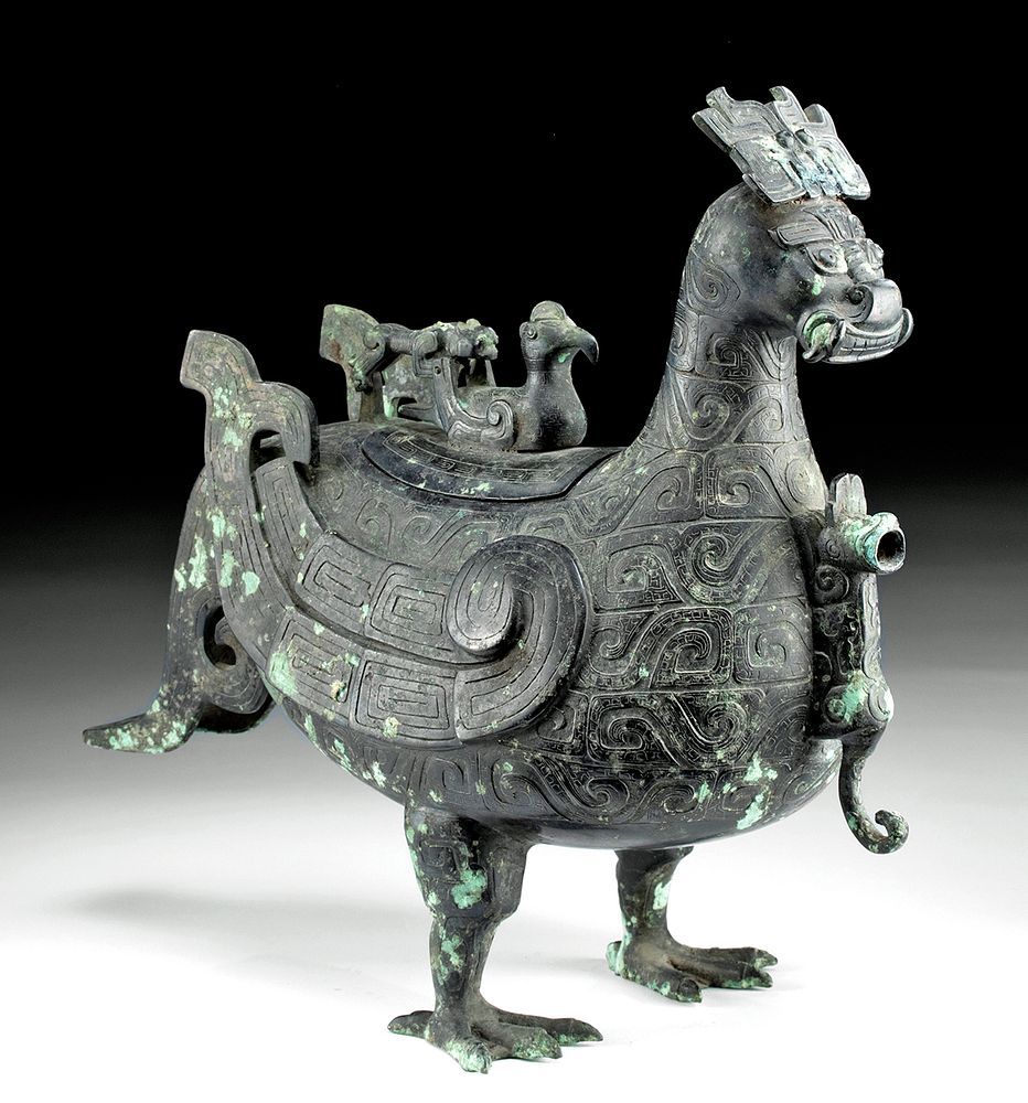 Chinese Shang Dynasty Bronze Bird Ritual Ewer East Asia China