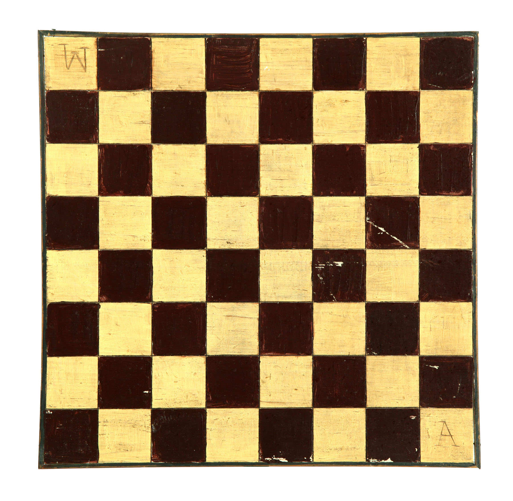 GAMEBOARD American 20th century Single board with incised and painted