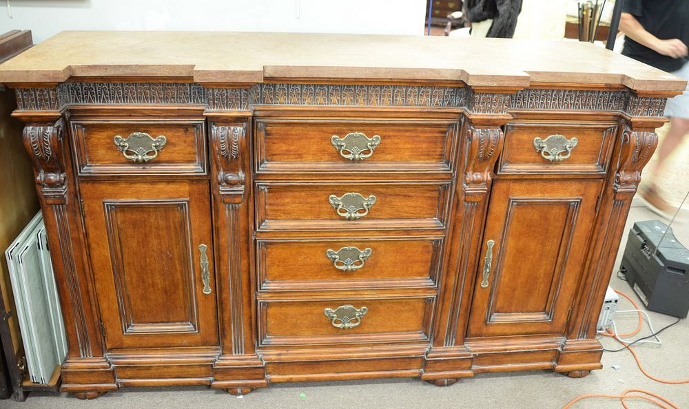 Hickory white sideboard with poured marble top ht 45 5