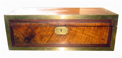 Victorian mahogany brass banded writing desk The rectangular banded top