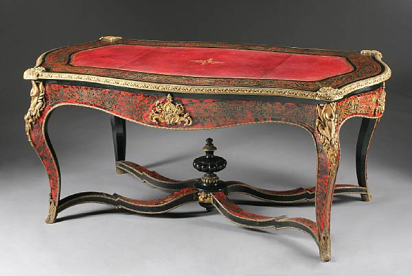 A Napoleon III gilt bronze mounted and Boulle inlaid library
