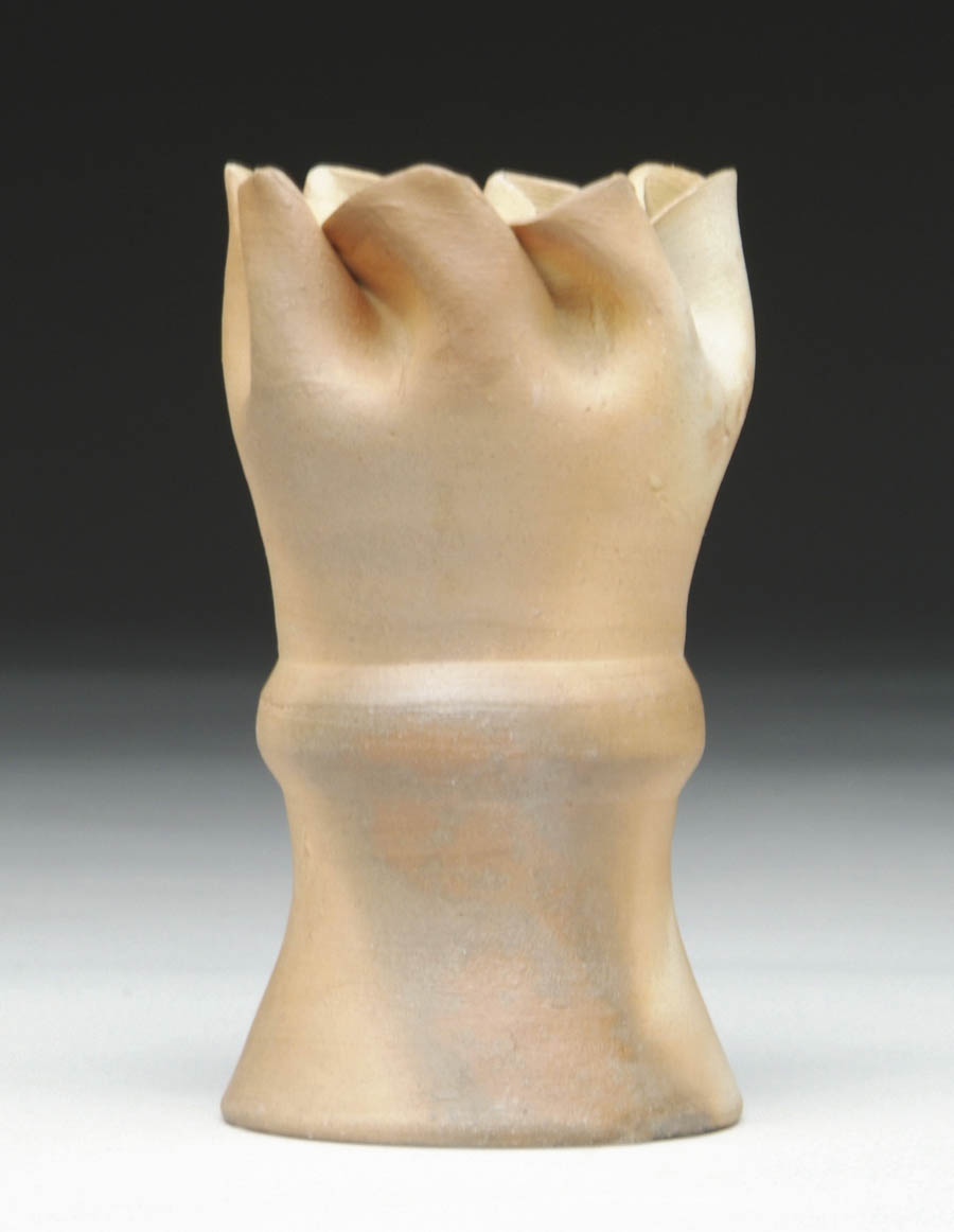 GEORGE OHR POTTERY VASE Very unique unglazed pottery vase is