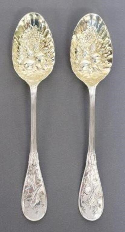 2 TIFFANY CO AUDUBON STERLING BERRY SPOONS lot of 2