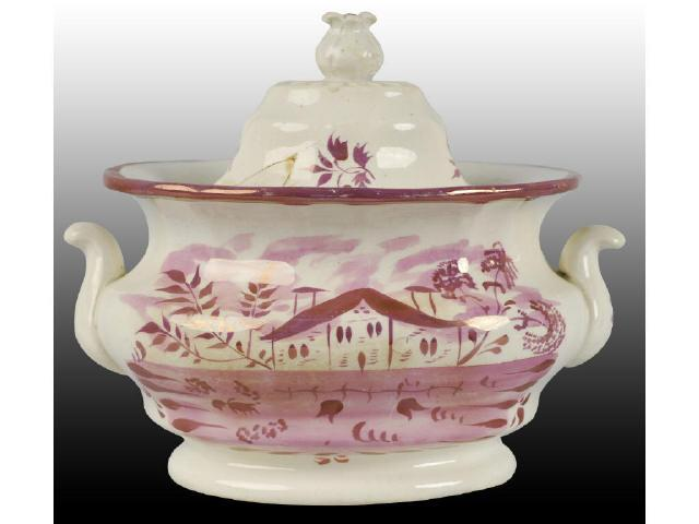 English Staffordshire Pink Luster Covered Sugar Description Bowl with repaired