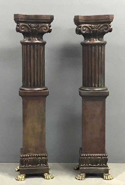 Pair of Victorian Style Pedestals Pair of Victorian style mahogany