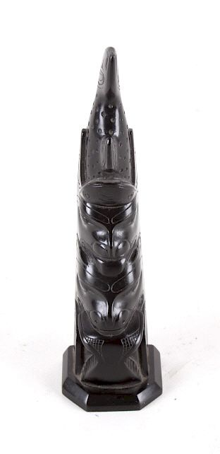 Haida Indian Argillite Carved Totem Pole Featured in this lot
