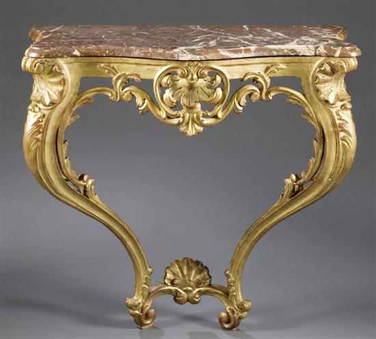 Rococo Revival Wood and Gilt Console Table Early 20th century