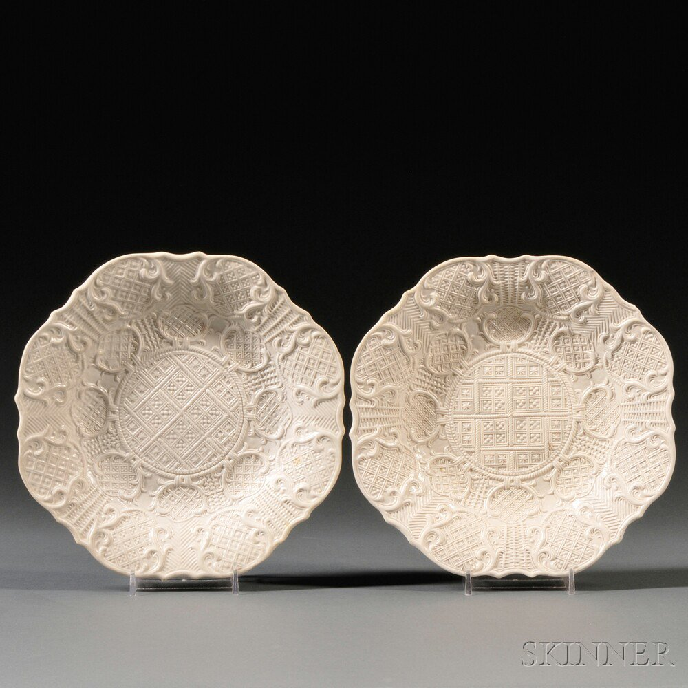 Pair of Staffordshire Salt glazed Stoneware Plates England c 1760