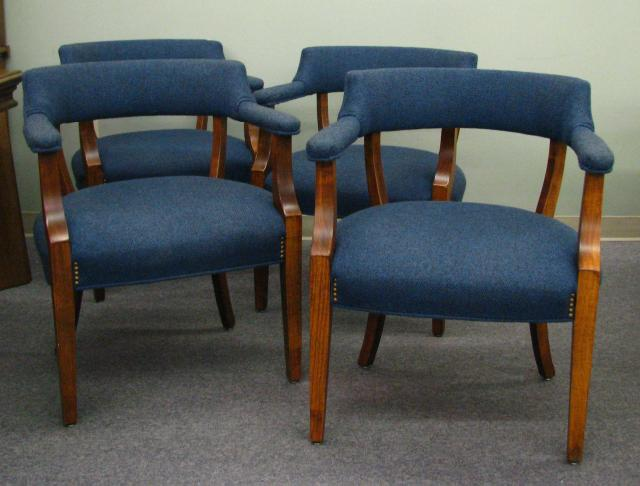 Four Jasper Chair Co guest chars with medium blue cloth