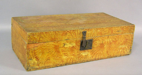 New England painted basswood lock box early 19th c retaining