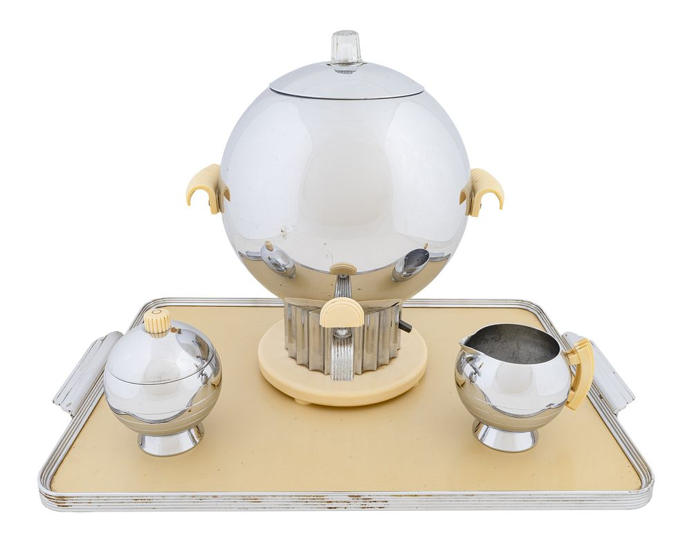 A Chase Modernist Chrome and Bakelite Coronet Coffee Urn Service