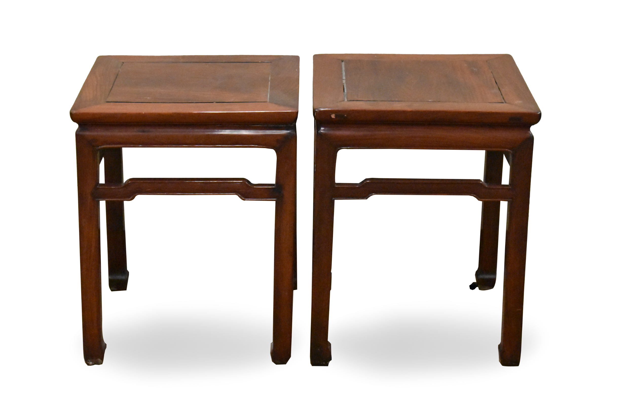 Two Chinese hardwood low tables Dark hard wood with varnish