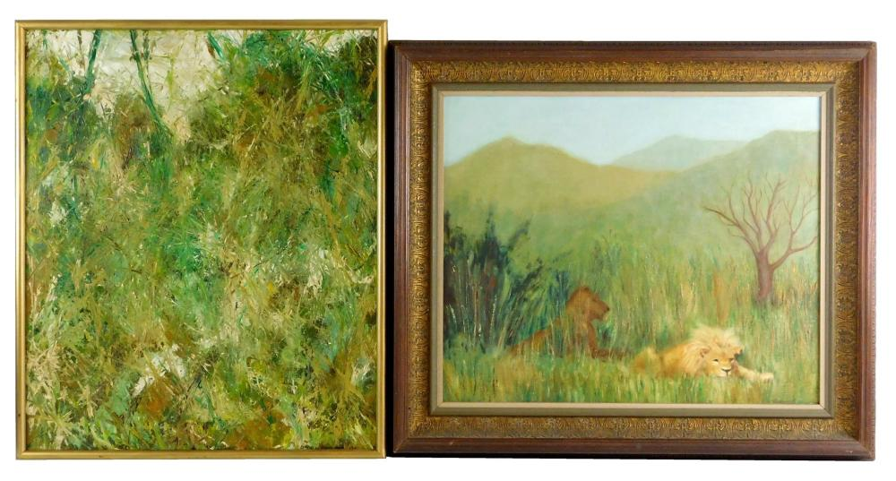Two framed 20th C oils on canvas one by David