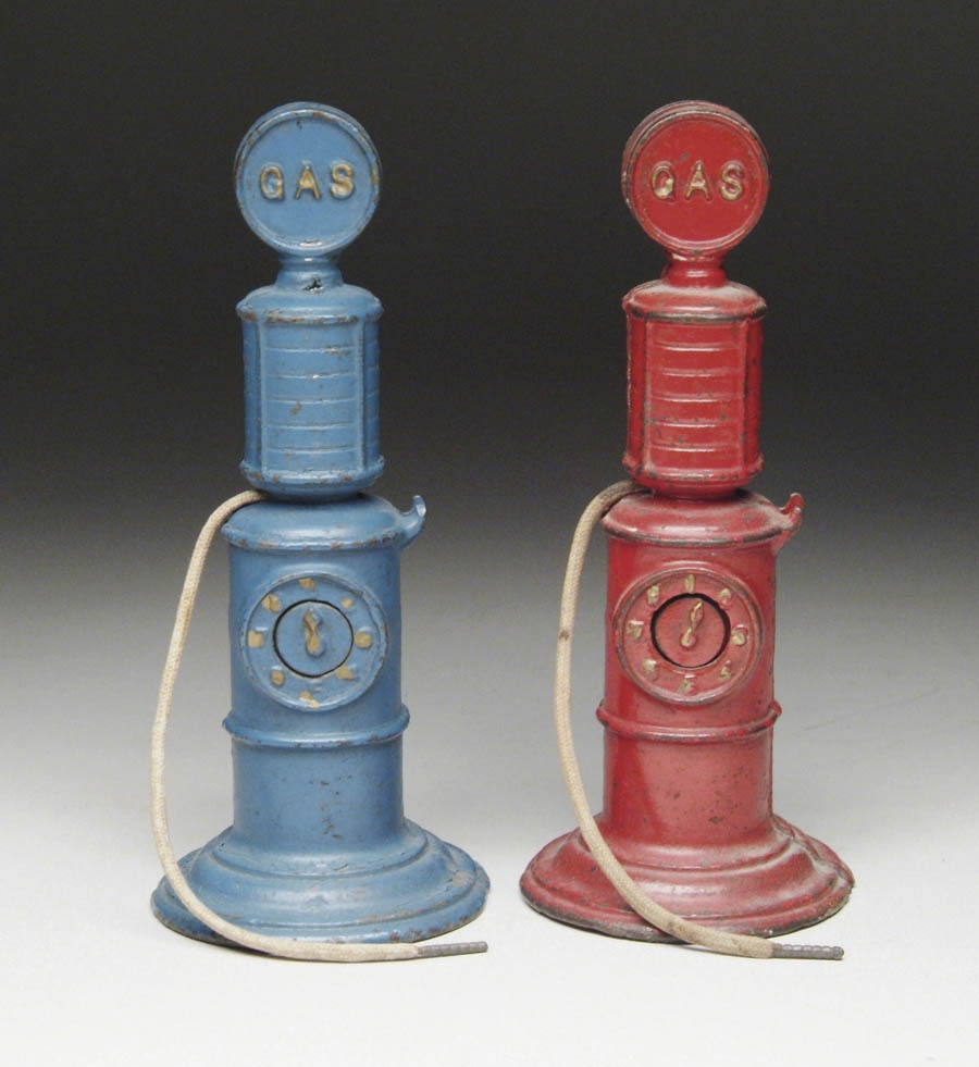 PAIR OF ARCADE C I GAS PUMPS One red one