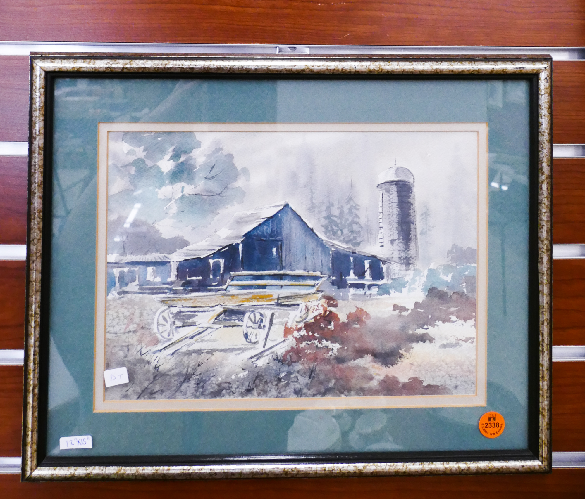 Nell Wheeler NW Barn Scene Watercolor Framed 12x15