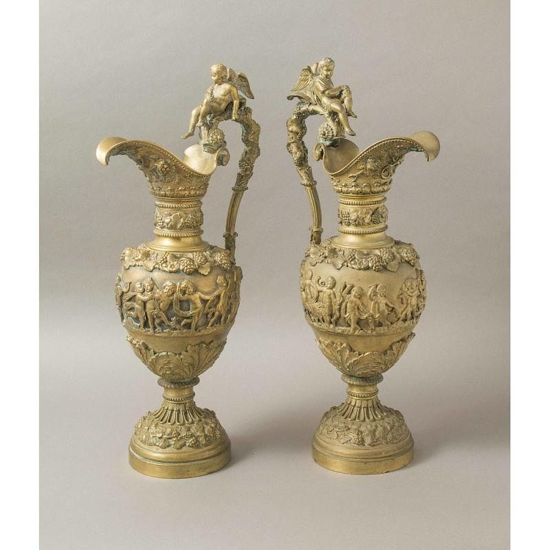 Pair of Bronze Neo Classical Ewers Pair of large bronze