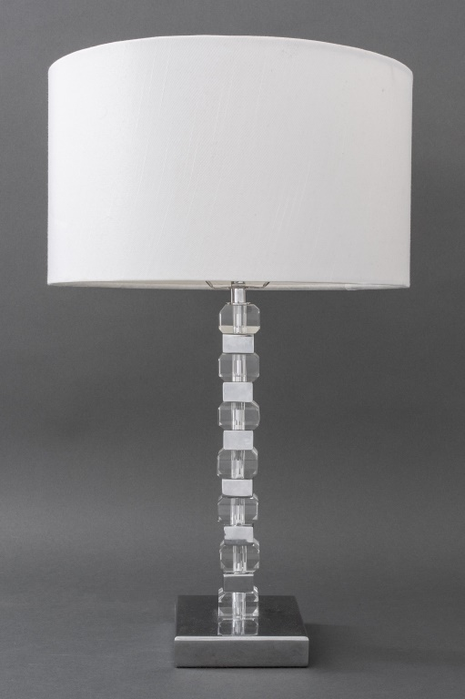 MODERN GEOMETRIC CHROME GLASS TABLE LAMP Modern contemporary chrome and