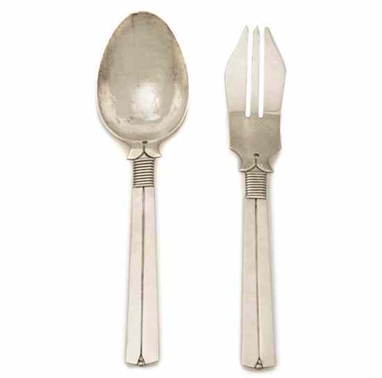 A Mexican Sterling Silver Salad Set Spratling comprising a fork