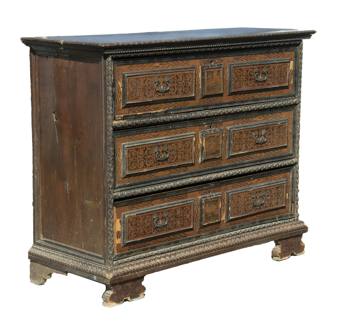 EARLY DUTCH MARQUETRY CHEST 17th c Walnut Chest of Drawers