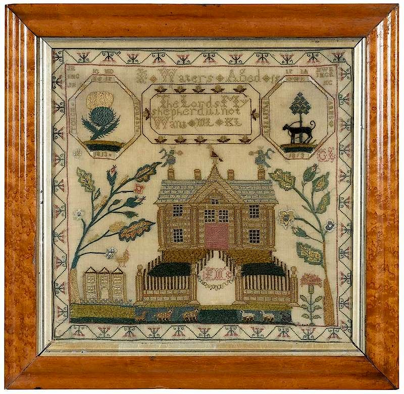 Scottish House Needlework with Coat of Arms circa 1813 fine