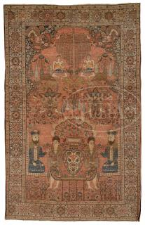 SEMI ANTIQUE SAROUK MIRROR SCENIC PRAYER RUG CENTRAL PERSIA Last