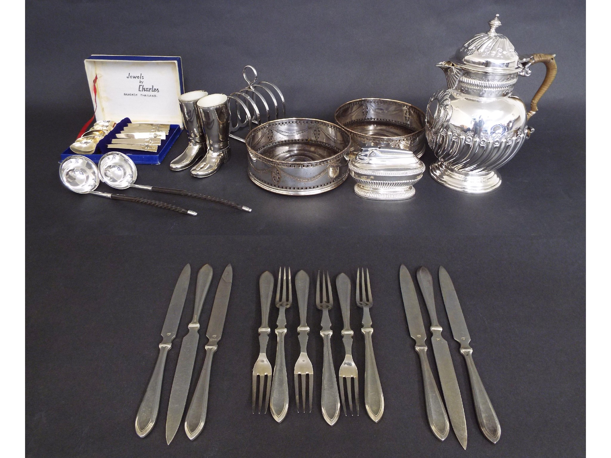 Mixed selection of silver plate to include two Regency Sheffield