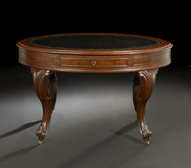 American Rococo Revival Figured Walnut and Walnut Library Table third