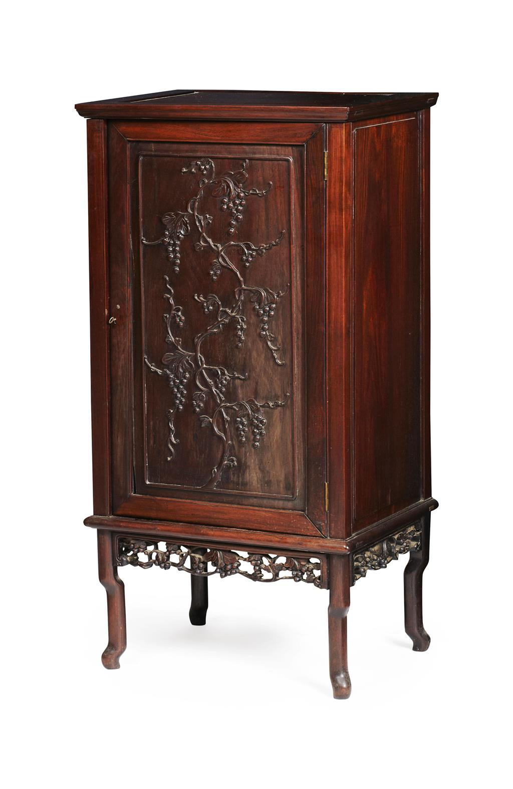 CHINESE HONGMU MUSIC CABINET LATE 19TH CENTURY the panel moulded