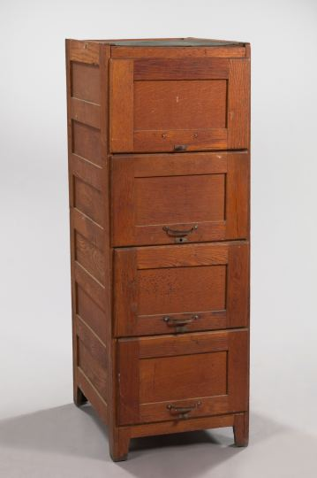 American Oak Four Drawer Filing Cabinet early 20th century each