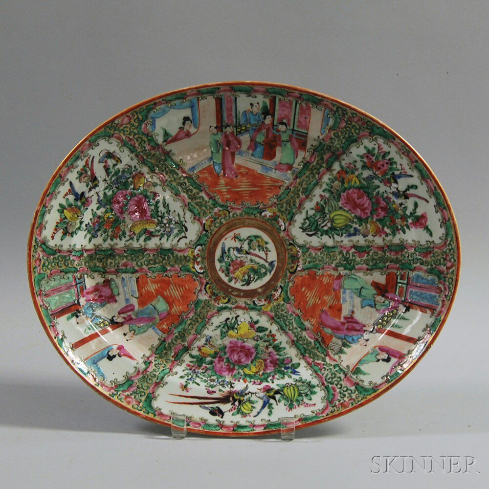 Rose Medallion Platter 19th 20th century lg 13 1 4