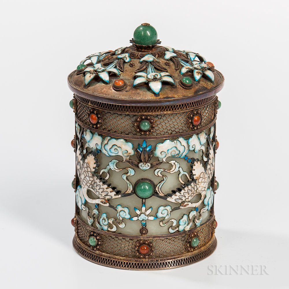Openwork Gilt silver Cloisonne Covered Box Openwork Gilt silver Cloisonne
