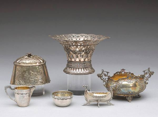 A group of continental silver table articles and flatware Comprising