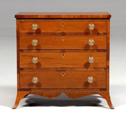 Virginia Federal miniature chest mahogany with yellow pine secondary four