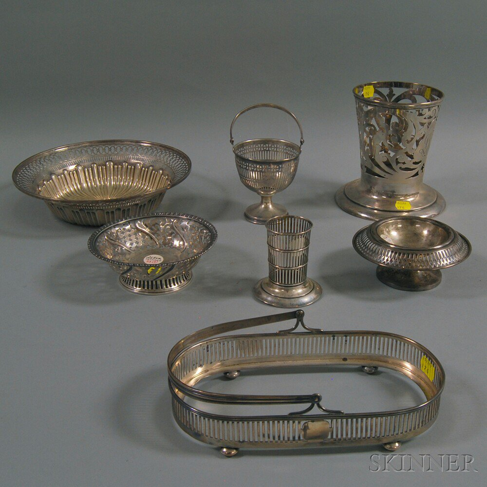 Seven Pieces of Reticulated Sterling Silver Tableware a Watson center