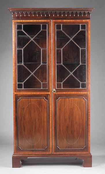 An Antique George III Style Mahogany and Inlaid Satinwood Two