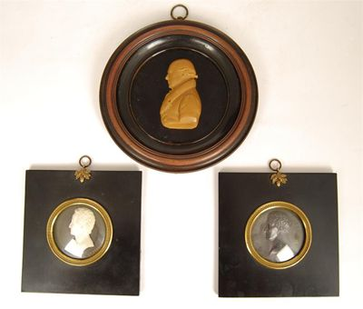 An ebonised medallion portrait bust of Antonio Canova cast Putinati