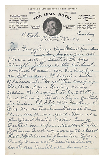 TO HIS NEPHEW SIGNED UNCLE WILL CODY WILLIAM F BUFFALO