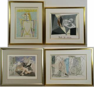 After PICASSO Pablo Four Lithographs Femme au Buste en Coeur