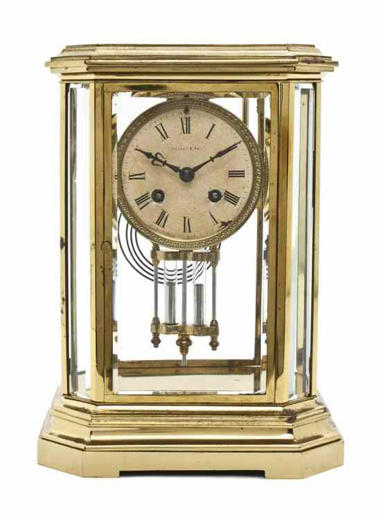 An American Brass and Glass Carriage Clock Tiffany Co having