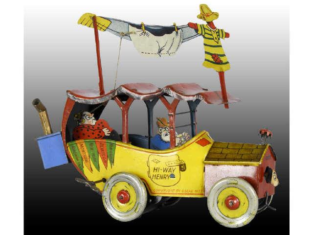 German Nifty Tin Wind Up Hi Way Henry Toy Auto