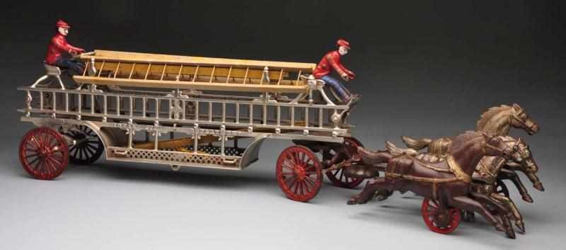 Cast Iron Ideal Ladder Wagon Horse Drawn Toy Description American