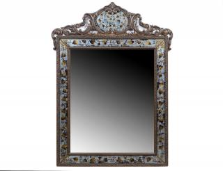 LOUIS XV STYLE REVERSE PAINTED WOOD MIRROR 20th Century The