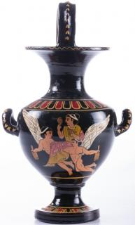 Greek Pottery Urn With Handle Hand made three handled urn
